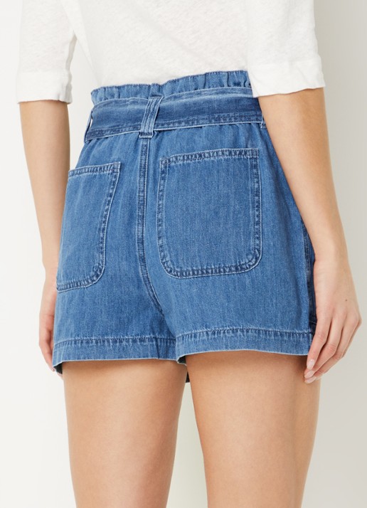 Josephine & Co Glenda high waist straight fit korte broek met strikceintuur  - achterkant 3 jeans
