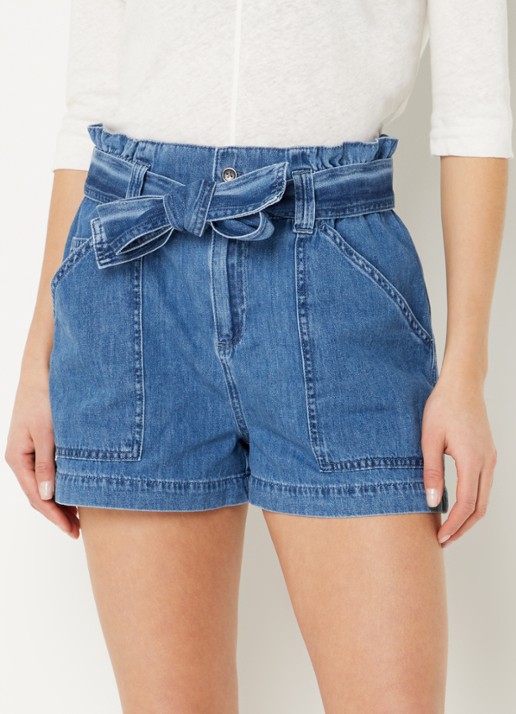 Josephine & Co Glenda high waist straight fit korte broek met strikceintuur  - detail 4 jeans