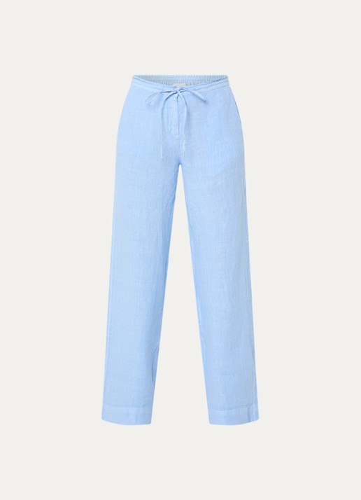 Josephine & Co High waist wide fit broek van linnen met steekzakken - voorkant lichtblauw
