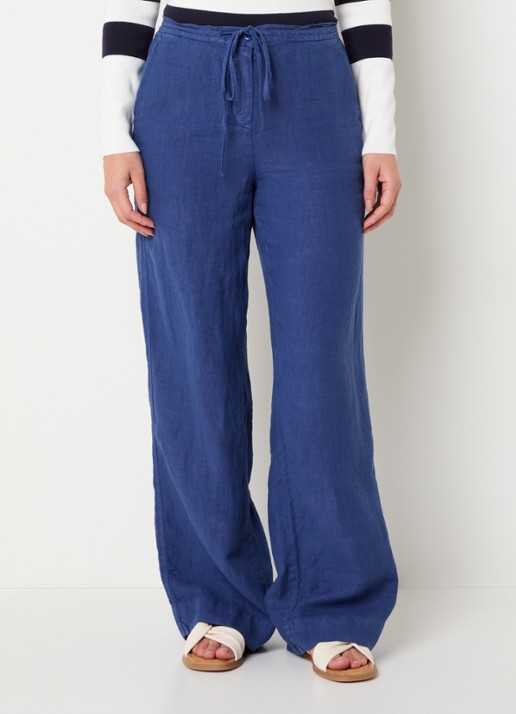 Josephine & Co High waist wide fit broek van linnen met steekzakken