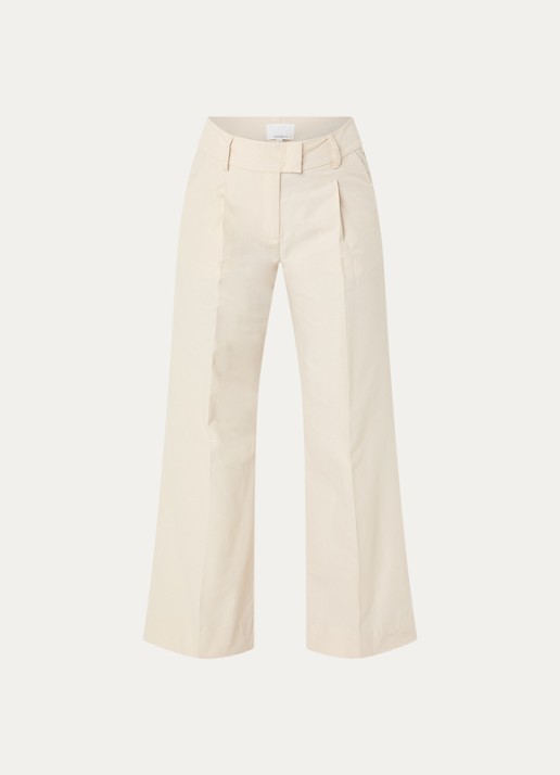 Josephine & Co High waist wide fit pantalon met steekzakken - voorkant beige
