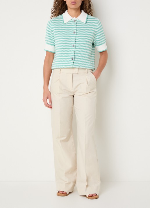 Josephine & Co High waist wide fit pantalon met steekzakken - voorkant 2 beige
