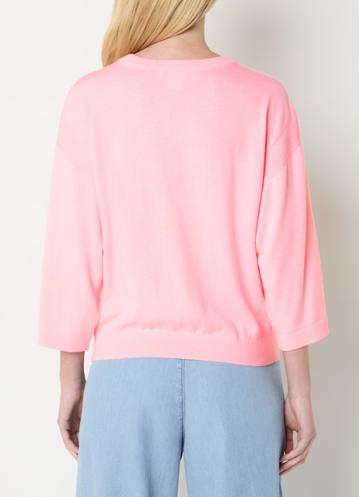 Josephine & Co Janou fijngebreide pullover met trompetmouw - achterkant 4 koraalroze