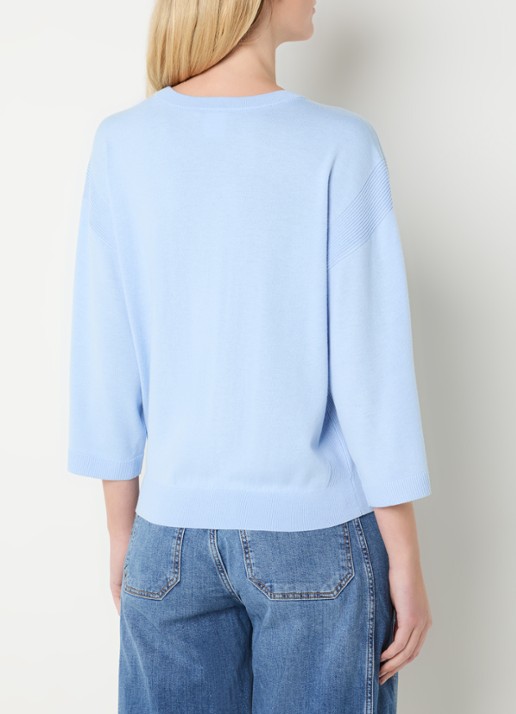 Josephine & Co Janou fijngebreide pullover met trompetmouw - achterkant 3 lichtblauw