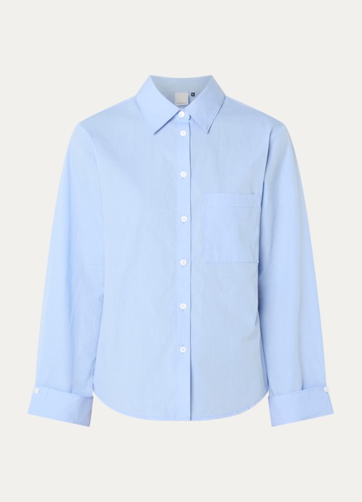 Josephine & Co Leon blouse met borstzak - voorkant lichtblauw