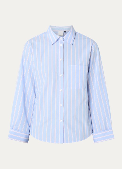 Josephine & Co Leon blouse met streepprint - voorkant lichtblauw