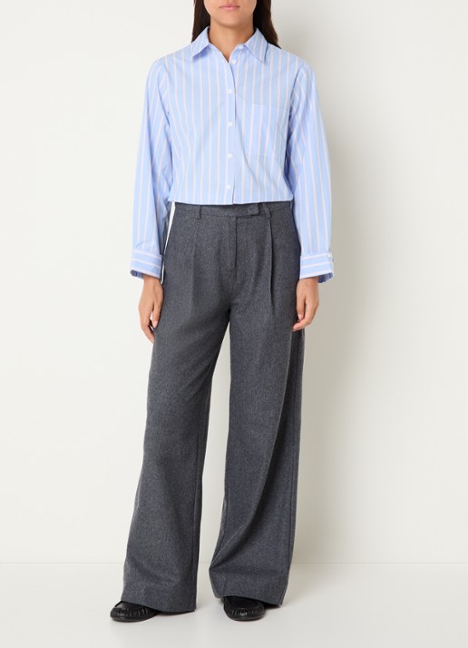 Josephine & Co Leon blouse met streepprint - voorkant 2 lichtblauw