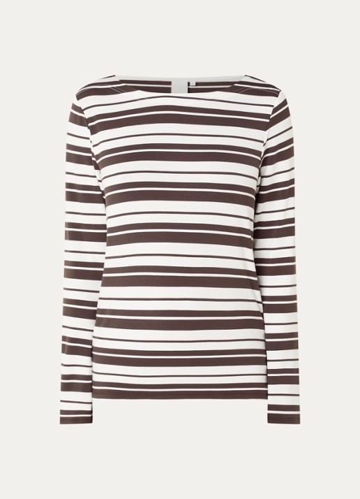 Josephine & Co Longsleeve met streepprint - voorkant 2 donkerbruin