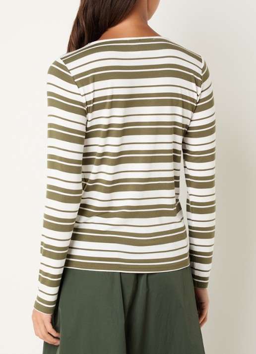 Josephine & Co Longsleeve met streepprint - achterkant mosgroen