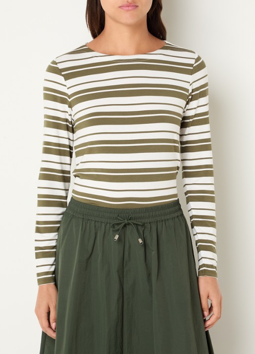 Josephine & Co Longsleeve met streepprint - detail 4 mosgroen