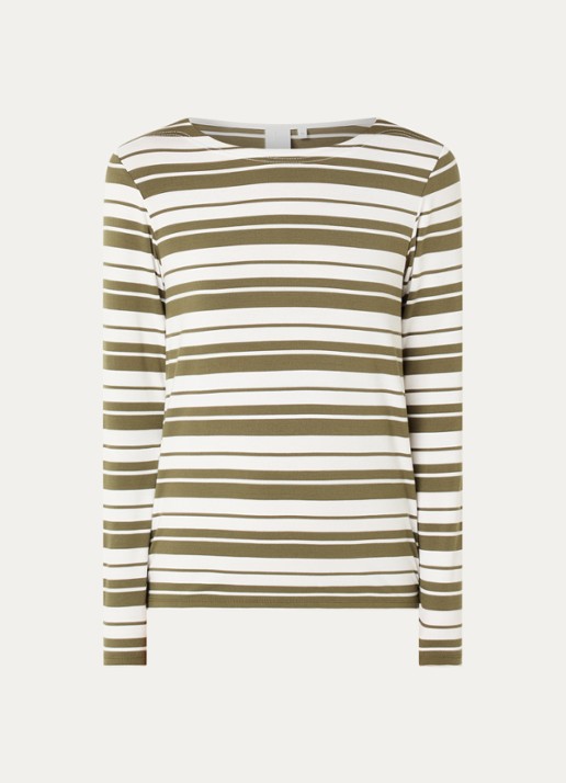 Josephine & Co Longsleeve met streepprint - voorkant 2 mosgroen