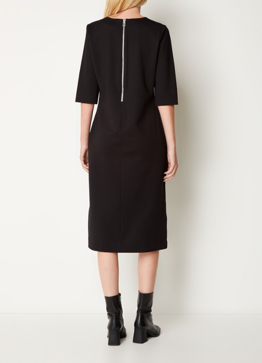 Josephine & Co Pippa midi jurk van jersey met V-hals - achterkant 3 zwart