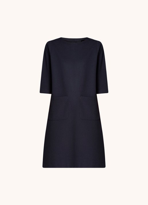 Josephine & Co Polly mini jurk van jersey met opgestikte zakken  - voorkant 3 donkerblauw
