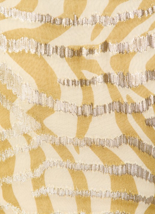 JOSH V Aliya mini wikkeljurk met jacquard dessin en lurex - detail 4 mosterd