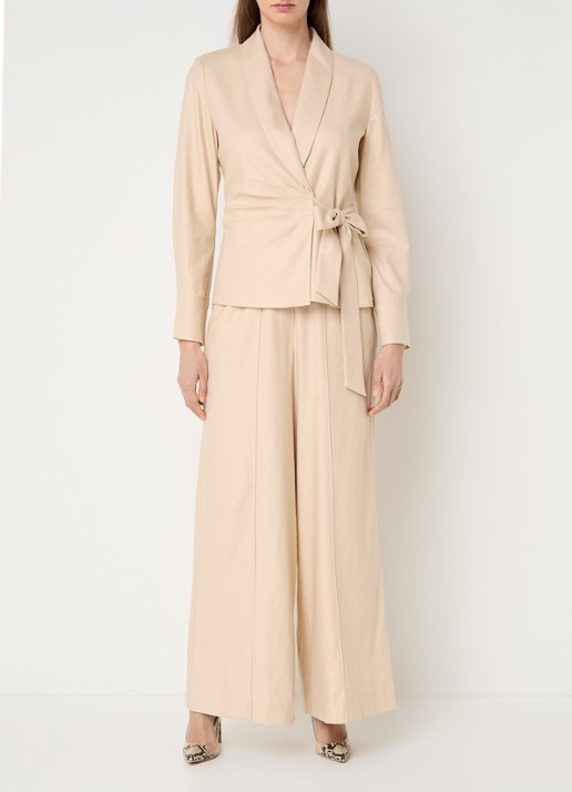 JOSH V Aries high waist loose fit pantalon met steekzakken - voorkant 4 creme