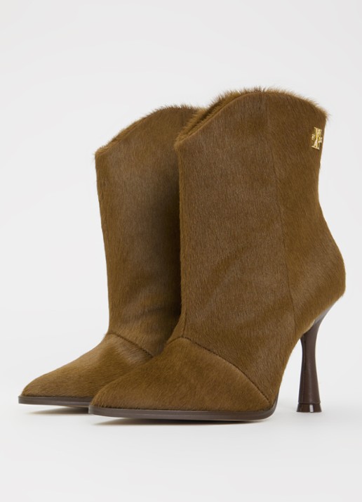 JOSH V Aurelia enkellaars van leer  - detail donkerkhaki