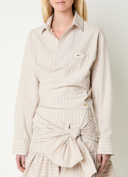 JOSH V Banks blouse met streepprint en strikceintuur