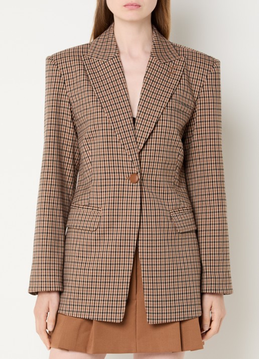 JOSH V Beryl blazer met ruitdessin en klepzakken
