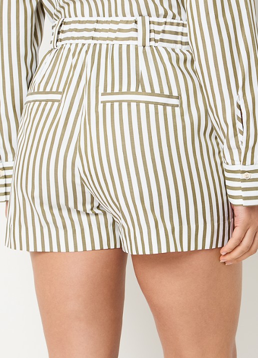 JOSH V Bodil high waist straight fit korte broek met streepprint - achterkant 2 bronsgroen
