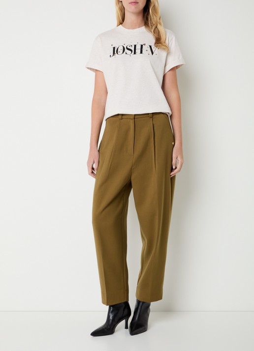 JOSH V Britta T-shirt met logoprint en strass - voorkant 4 creme