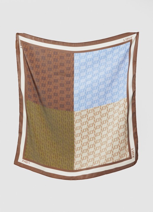 JOSH V Cadence sjaal met logoprint 45 x 45 cm  - detail 2 bruin