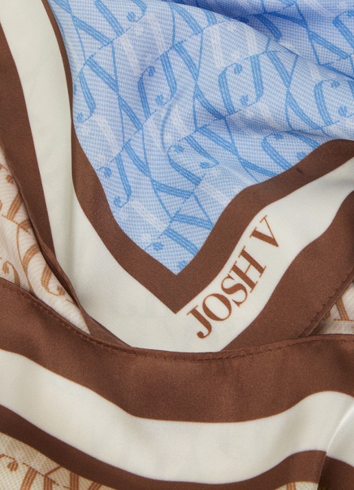 JOSH V Cadence sjaal met logoprint 45 x 45 cm  - detail 3 bruin