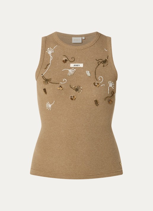 JOSH V Calix tanktop met pailletten en kralendecoratie