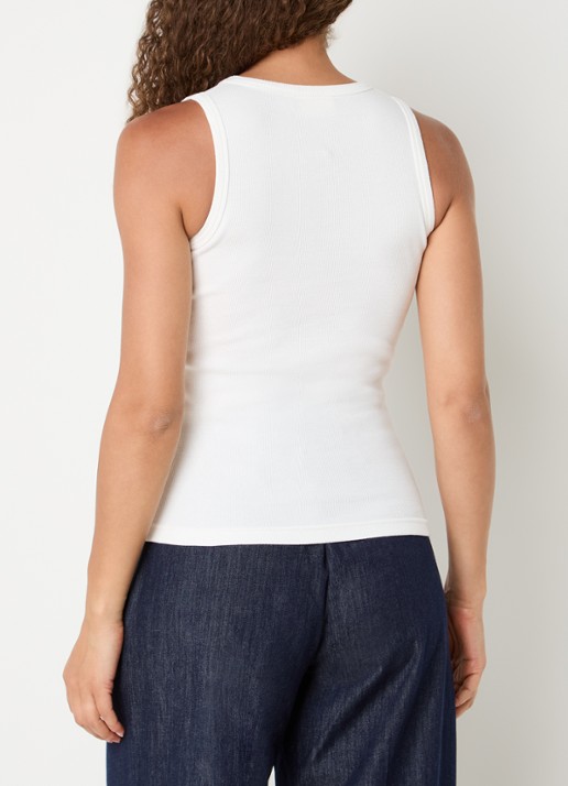 JOSH V Calix tanktop met pailletten en kralendecoratie - achterkant 3 gebroken wit