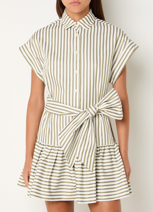 JOSH V Cato mini blousejurk met kraag - detail 2 olijfgroen