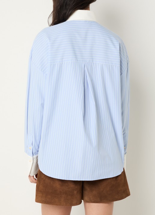 JOSH V Celestine blouse met streepprint en pailletten - achterkant 4 lichtblauw