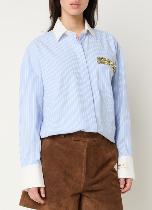 JOSH V Celestine blouse met streepprint en pailletten