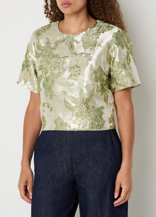 JOSH V Charisma top met schoudervulling en metallic finish