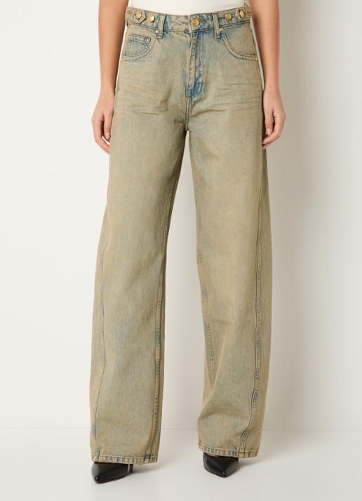 JOSH V Dewi mid waist wide leg jeans met gekleurde wassing