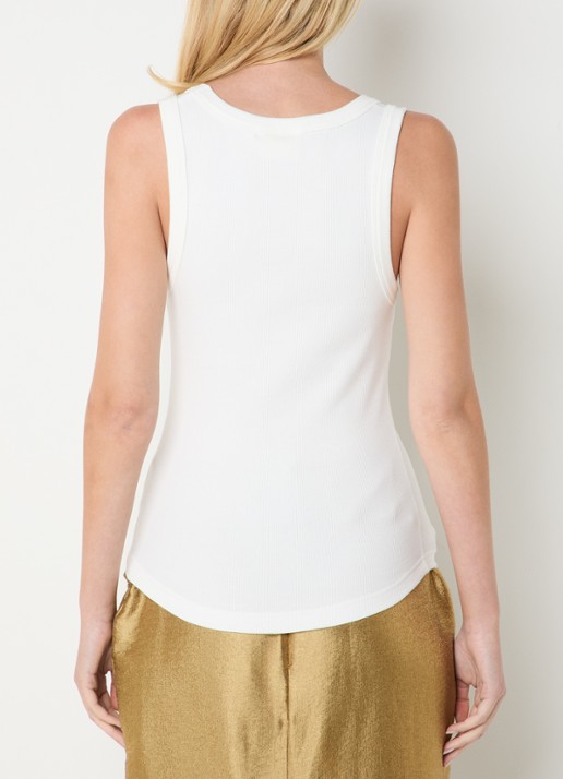 JOSH V Dieda ribgebreide tanktop met logo - achterkant 4 gebroken wit