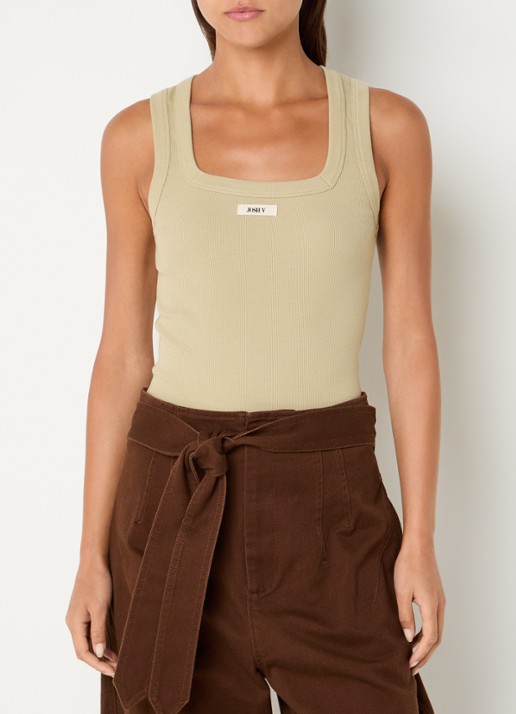 JOSH V Dieda tanktop met logo - detail lindegroen