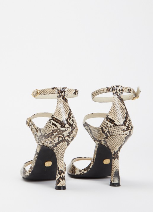 JOSH V Dorethy sandalette met slangenprint - achterkant beige