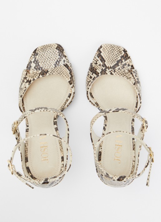 JOSH V Dorethy sandalette met slangenprint - detail 4 beige