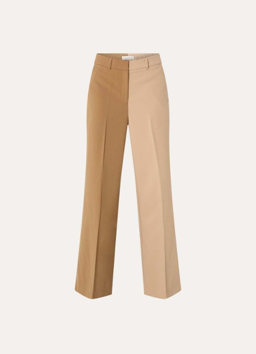 JOSH V Emma high waist loose fit pantalon met persplooi en steekzakken - voorkant camel