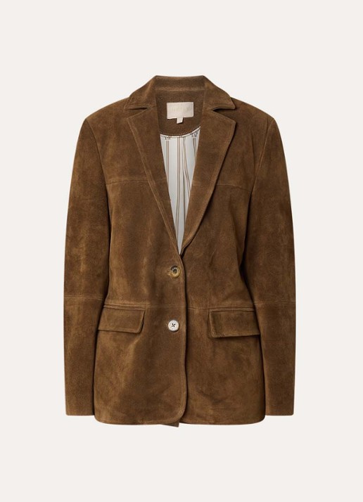 JOSH V Emsy blazer van suède met klepzakken - voorkant 2 bruin