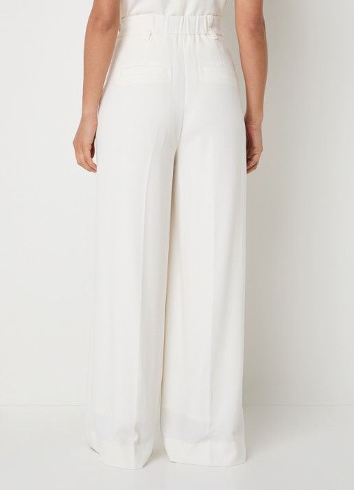 JOSH V Essa high waist straight fit pantalon met siernaad - achterkant gebroken wit