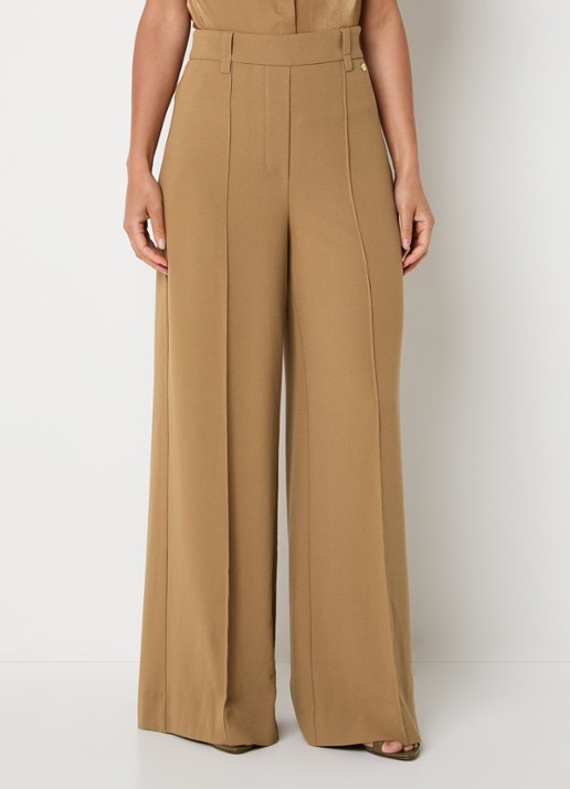 JOSH V Essa high waist straight fit pantalon met siernaad