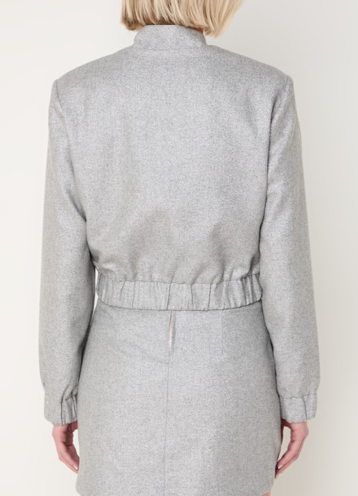 JOSH V Fabienne jack in wolblend met lurex - achterkant grijs