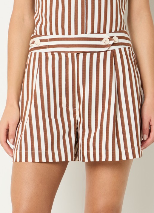 JOSH V Faris high waist straight fit korte broek met streepprint