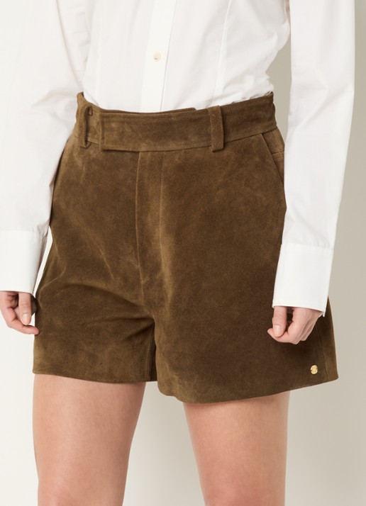 JOSH V Fenella high waist loose fit korte broek van suède