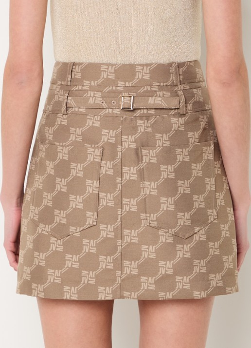 JOSH V Hava minirok met logoprint en steekzakken - achterkant khaki