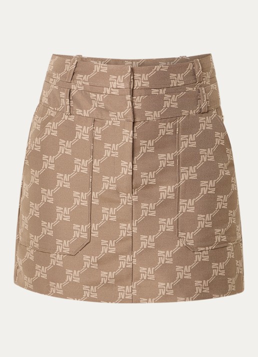 JOSH V Hava minirok met logoprint en steekzakken - voorkant 3 khaki