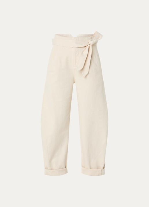 JOSH V High waist wide fit jeans met ceintuur - voorkant 3 creme