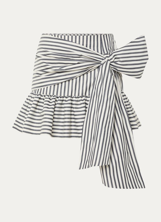 JOSH V Hollis minirok met streepprint en strikdetail - voorkant 3 donkerblauw