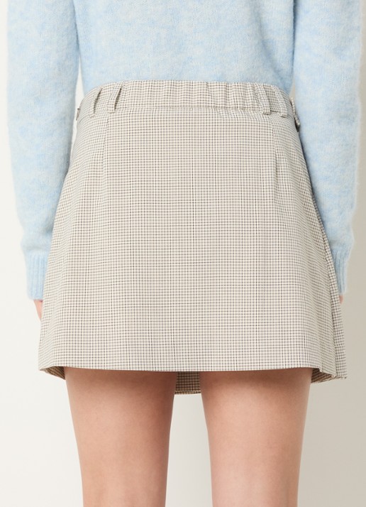 JOSH V Isadee mini plooirok met ruitprint - achterkant 4 beige