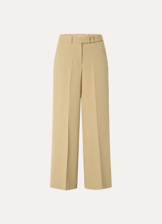 JOSH V Jessie high waist wide fit pantalon met steekzakken - voorkant mosgroen